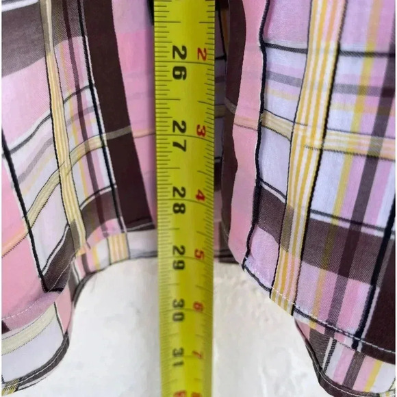 Etro Mens Checkered Print Button Down Milano Polo Shirt Pink Sz 41 - Picture 2 of 13